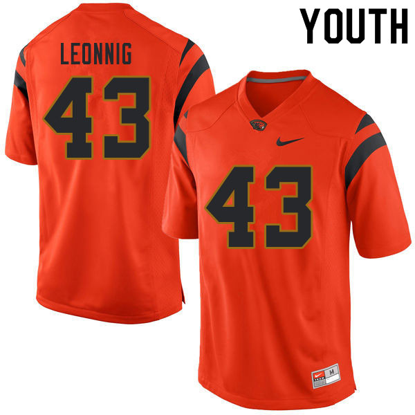 Youth #43 Luke Leonnig Oregon State Beavers College Football Jerseys Sale-Orange - Click Image to Close